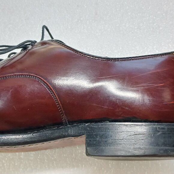 Johnston & Murphy Aristocraft Burgundy Leather Cap Toe Oxfords Mens 10 Good Cond - Picture 9 of 15